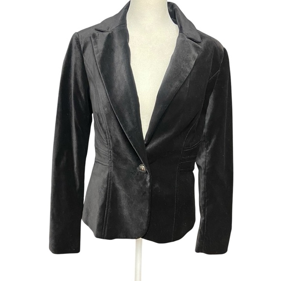 Cache Blazer Womens Size 4 Black Velvet Gothic Whimsygoth Minimalist Neutral - Picture 1 of 10